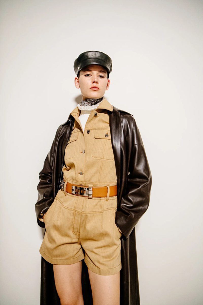 Herm&egrave;s AW24 Look 27 echoed sartorial styles from WWII. Photo via Vogue.com.