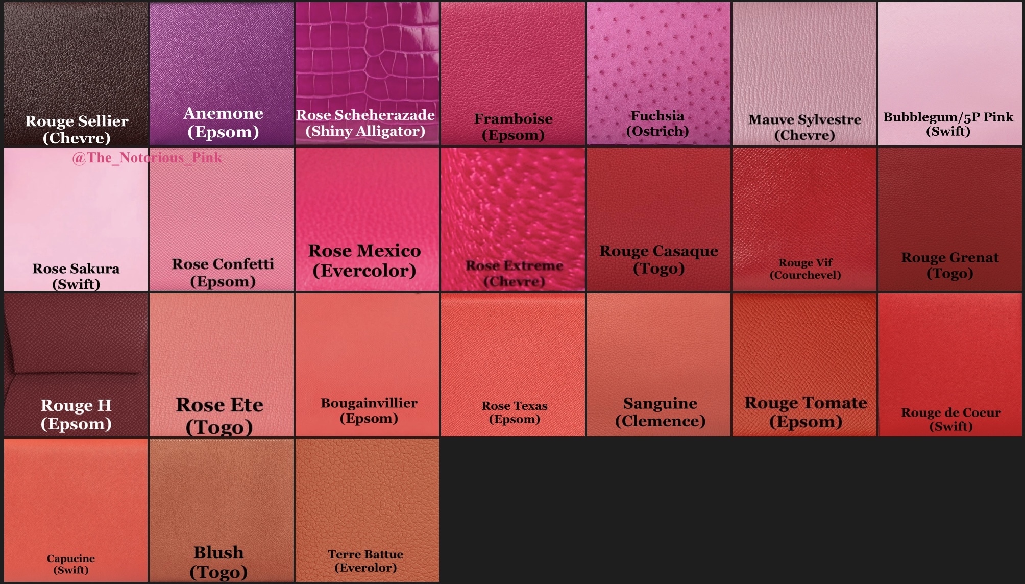 Purple/Pink/Red/Orange Leather Colors for Autumn/WInter 2021. Photo via @The_Notorious_Pink.