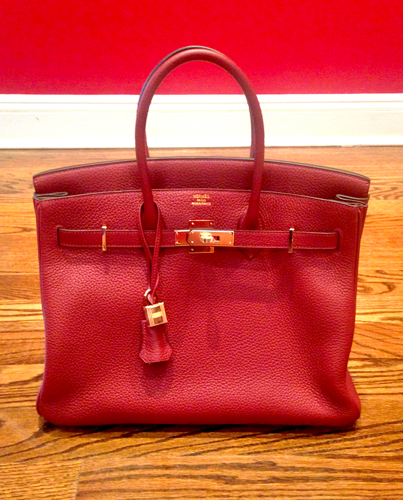 A new 35 Birkin in Clemence. The larger sized bag has more slouch to it than the smaller size.