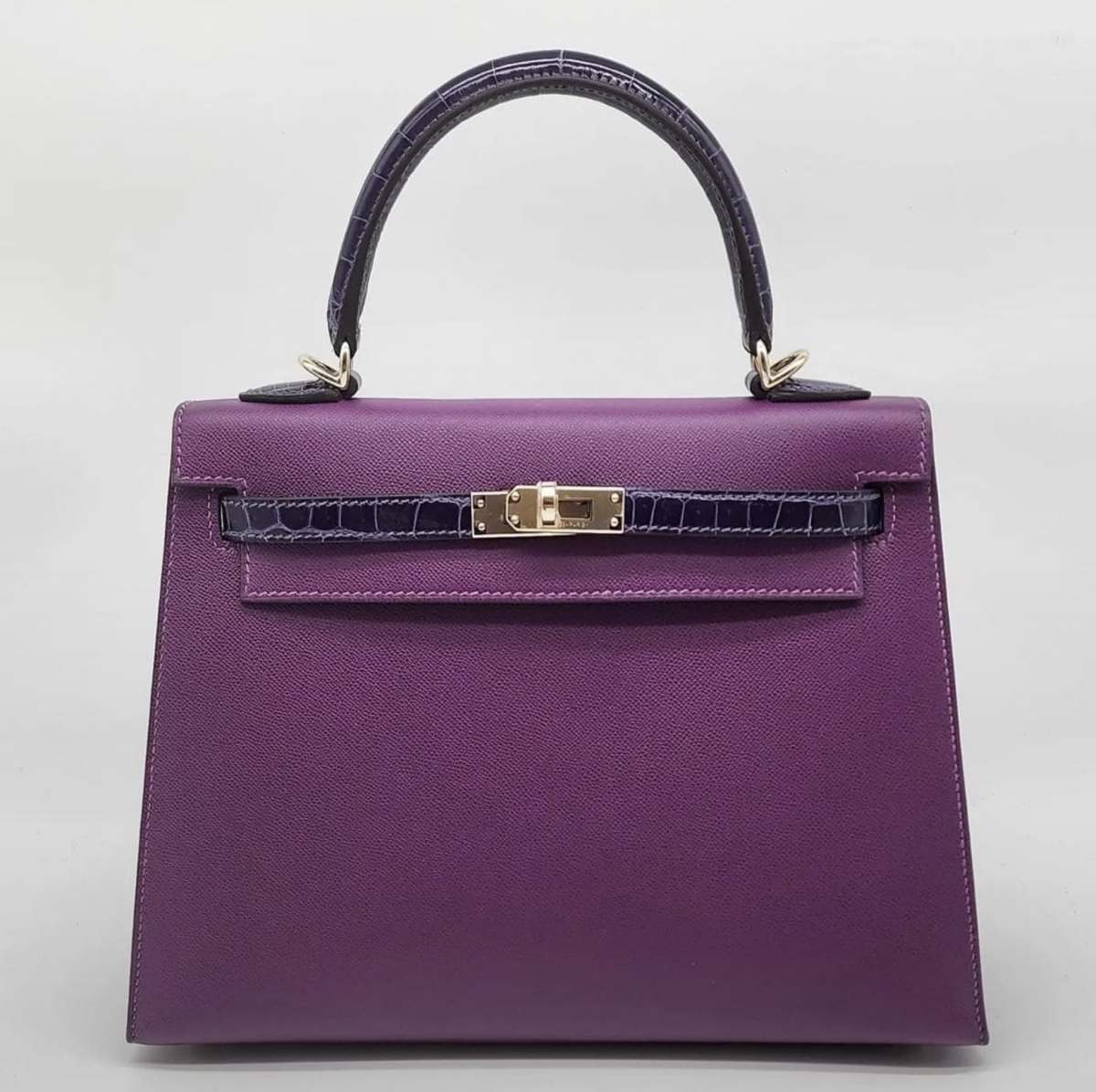 A 25cm Kelly Sellier in Anemone Madame and Amethyst Croc with RGHW from May 2022. Photo courtesy of TPFer @Meta.