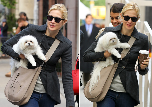Kelly Rutherford Juggles Pooch, Coffee, And Hermes Evelyne