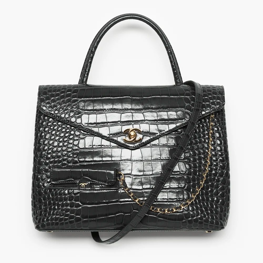 Chanel Embossed Croc Top Handle