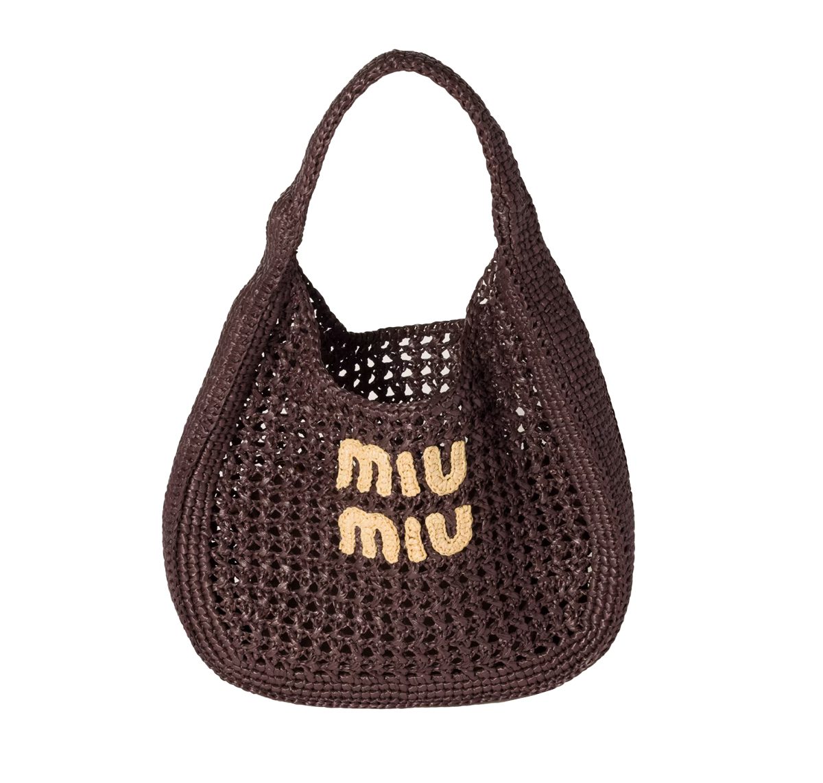 miu miu Raffia effect woven hobo bag