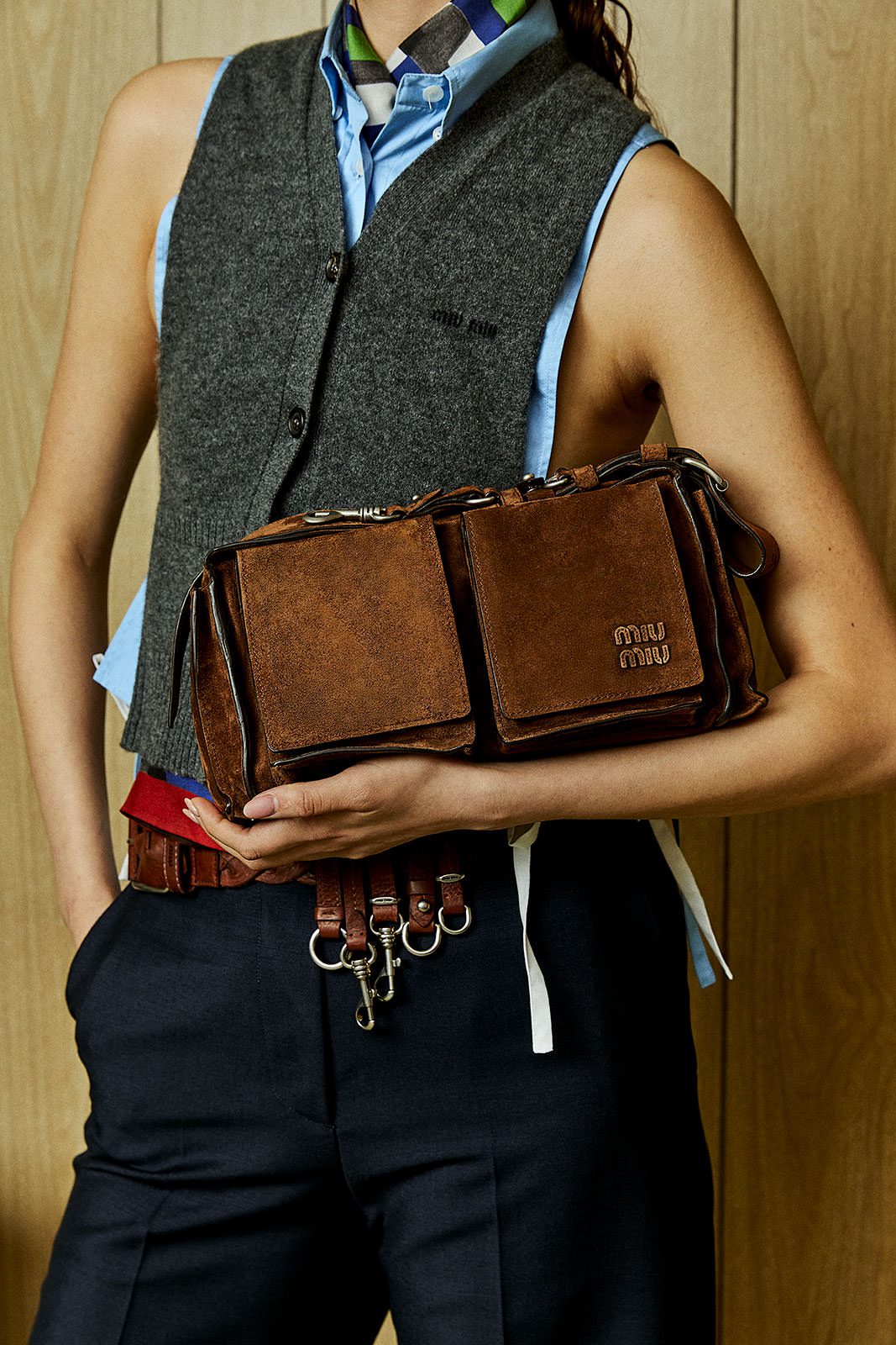 Utilitaire Suede Shoulder Bag in Cocoa Brown