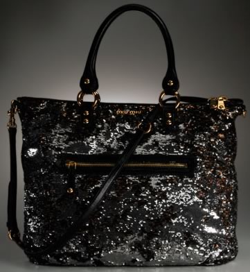Miu Miu Zip Paillette Tote