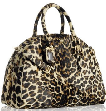 Prada Leopard Calf Hair Large Bowler Bag