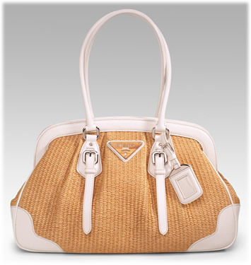 Prada Straw And Leather Frame Bag