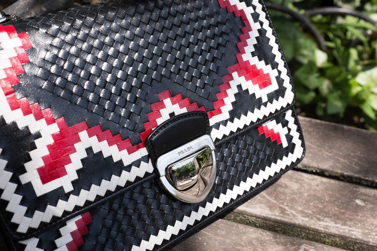 The Prada Woven Madras-Pattern Shoulder Bag Is So Pretty
