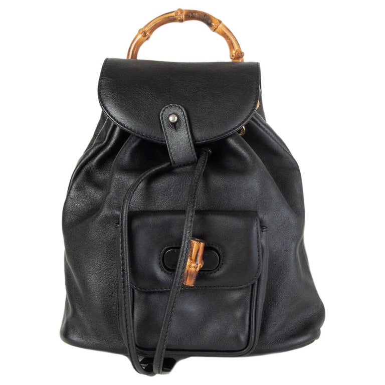 GUCCI black leather VINTAGE MINI Backpack Bag