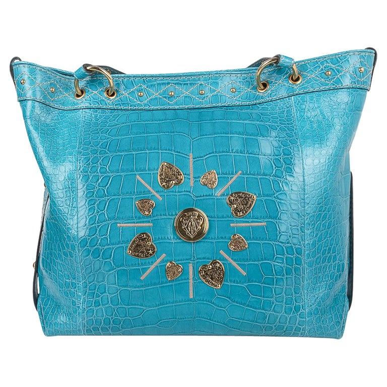 Gucci Exclusive Limited Edition Turquoise Crocodile Irina Large Tote Bag