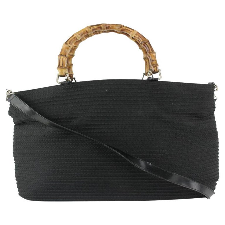 Gucci Black Bamboo 2way Tote Bag 108g7