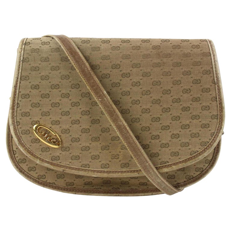 Gucci Beige Monogram Micro GG Crossbody Flap Bag 1216g1