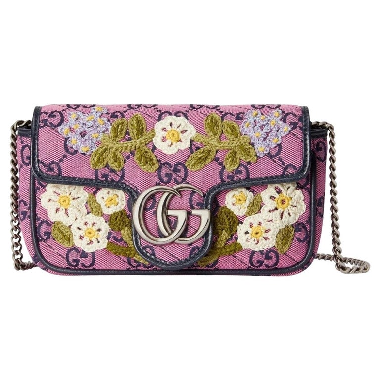 Gucci GG Marmont Pink Embroidery Super Mini Bag