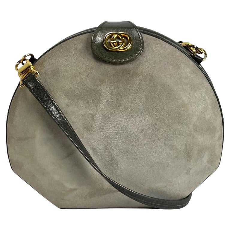 1980s Gucci Grey Suede Convertible Cross Crossbody Hard Shell