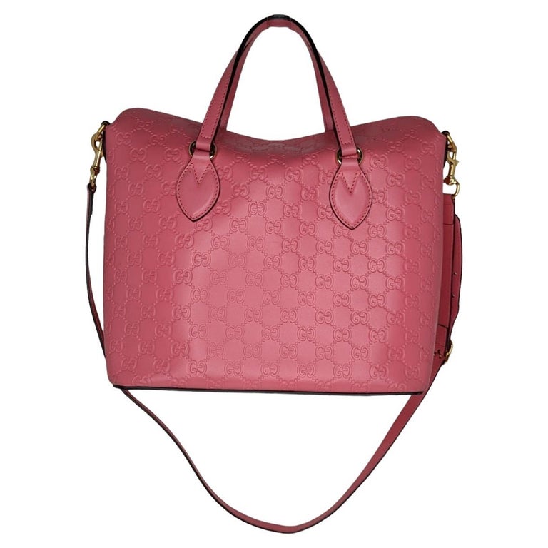 Gucci Pink Signature Guccissima Leather Top Handle Bag
