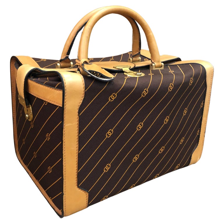 1970s Vintage GUCCI Brown Interlocking GG Jacquard Vanity Trunk Bag Unisex