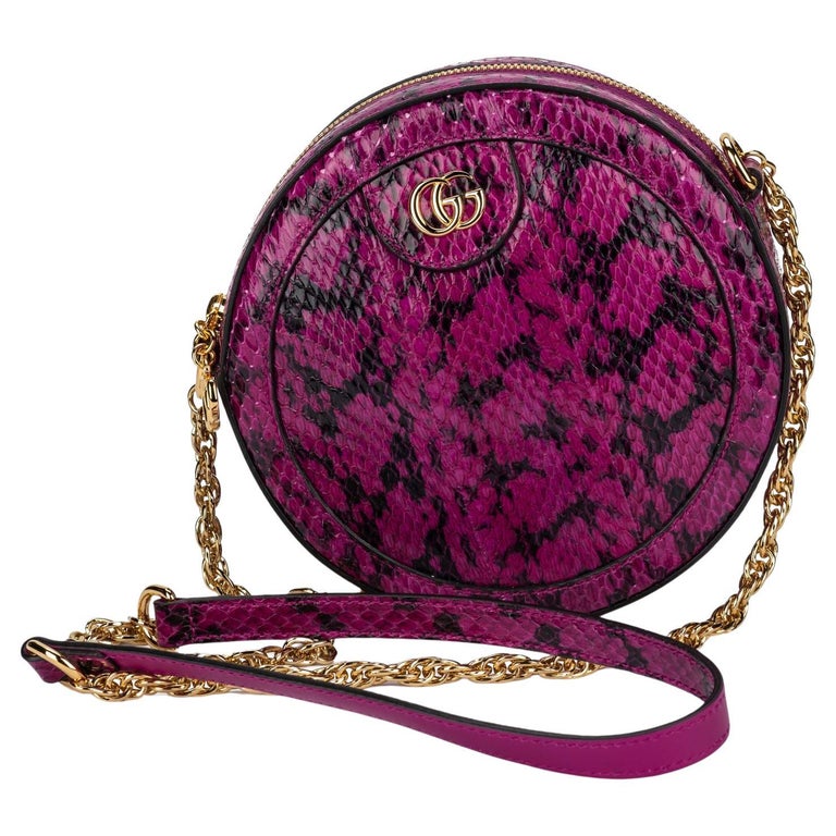 GUCCI Ophidia Watersnake Purple Mini Round Bag New in Box