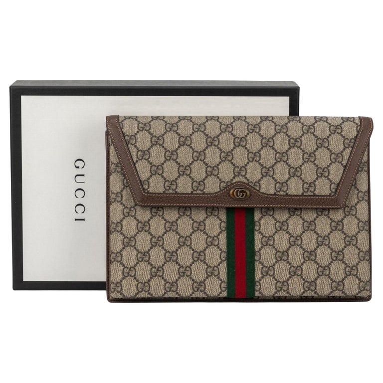 Gucci New Brown Logo GG Clutch W/Box