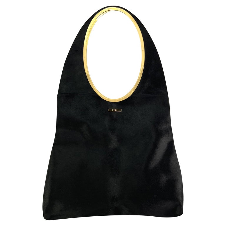 F/W 1996 Gucci by Tom Ford Black Pony Hair Oversized Runway Shoulder Bag
