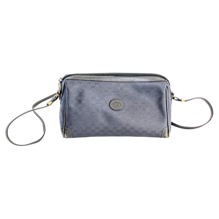 Gucci 1980s Vintage Navy Monogram Handbag Unisex Crossbody Bag