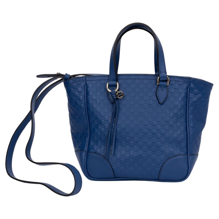 Gucci New Blue Logo Leather 2 Way Bag