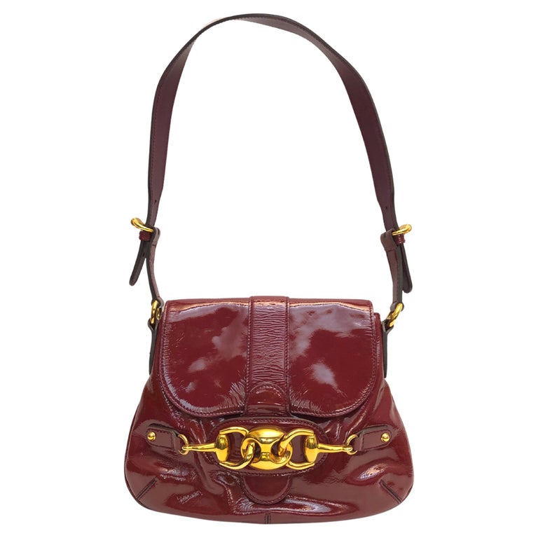 Gucci red patent leather gold hardware flap shoulder bag