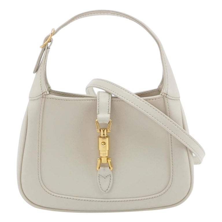 Gucci Jackie 1961 Mini Leather Bag with Adjustable Strap Size White