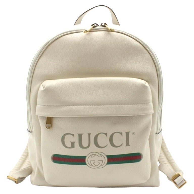 Gucci Logo Cripto Print Leather Ivory 100% Authentic W/ BOX! Unisex Backpack