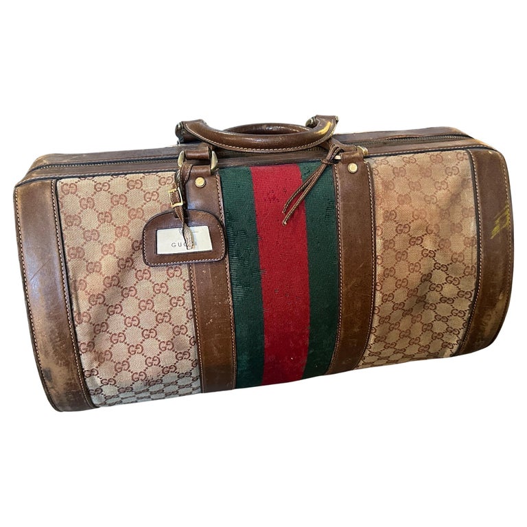 Iconic Gucci Vintage 1970s GG Monogram Bowling Bag with Leather Trim, Unisex