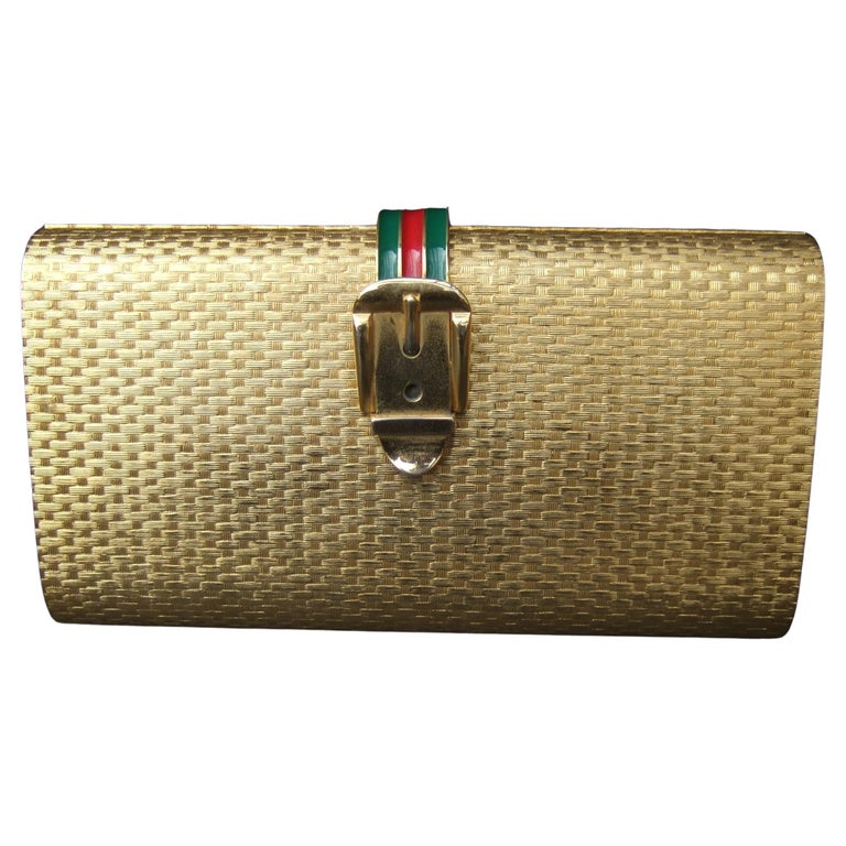 Gucci Italy Opulent Gilt Metal Minaudiere Clutch c 1970s