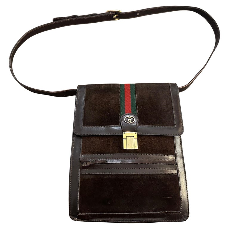 1970S Iconic Gucci Brown Suede and Leather Men's Bag