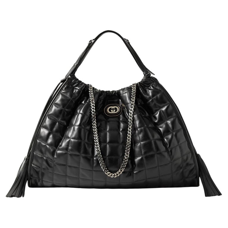 New With Tags $4980 Gucci Deco Leather Quilted Chain Tote Bag