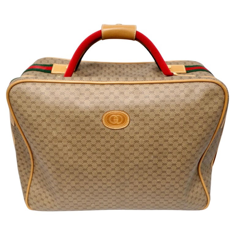1980s Gucci Brown Monogram Coated Canvas Carry-On Suitcase