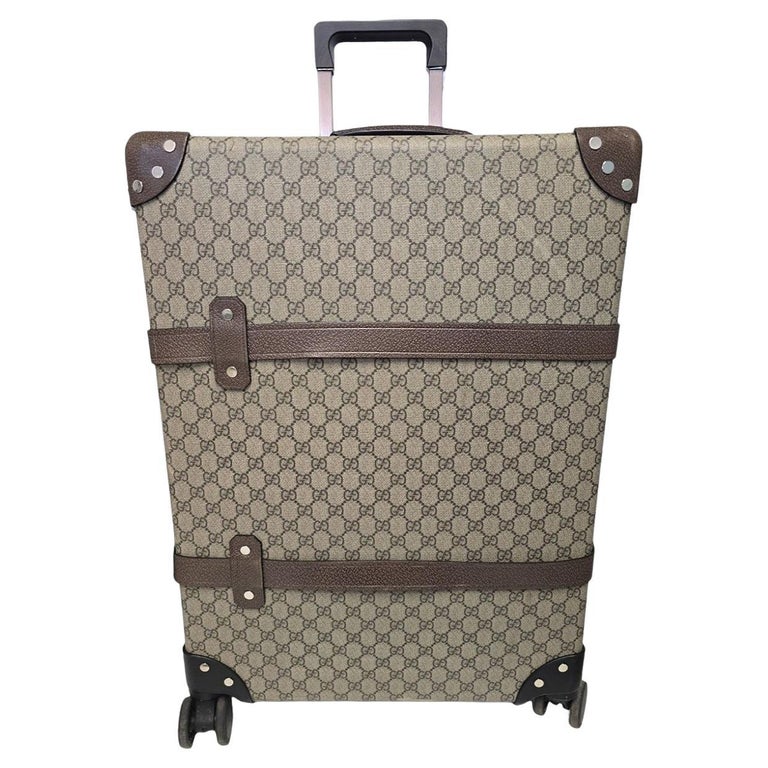 Gucci 2018 Globe-Trotter GG Medium Suitcase Beige Canvas Leather Trim