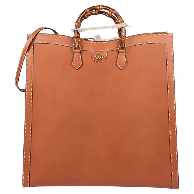 Gucci 2022 Brown Calfskin Leather Maxi Diana Unisex Tote Bag