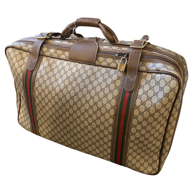 1970s Iconic Gucci GG Monogram Canvas and Web Stripes Suitcase