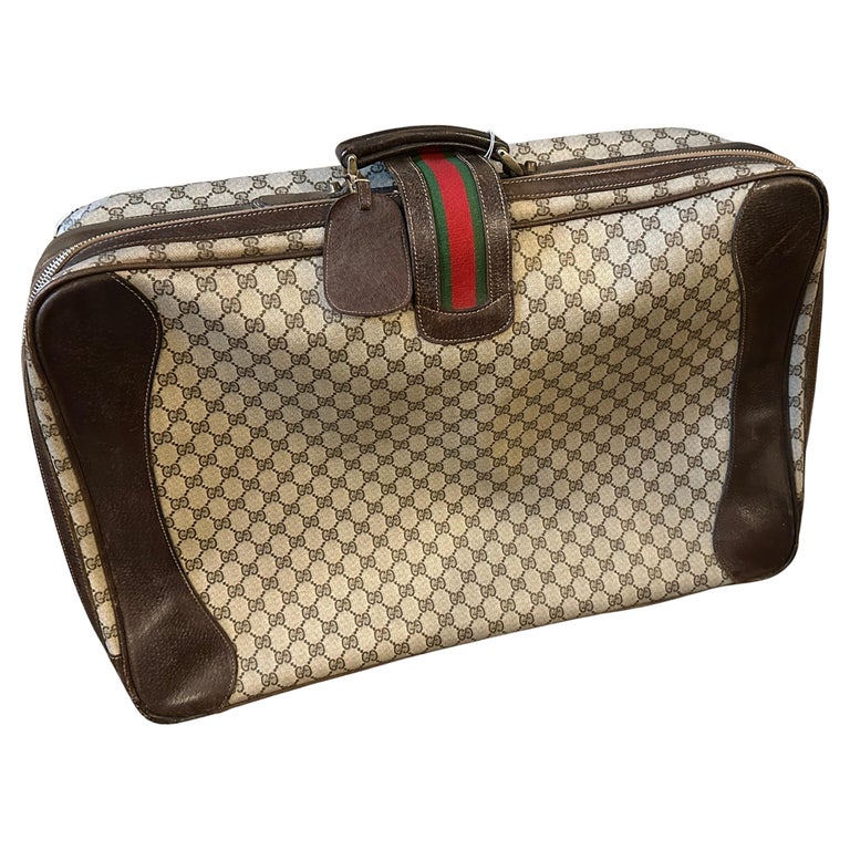 Vintage 1980s Gucci Iconic GG Monogram Suitcase with Web Stripe