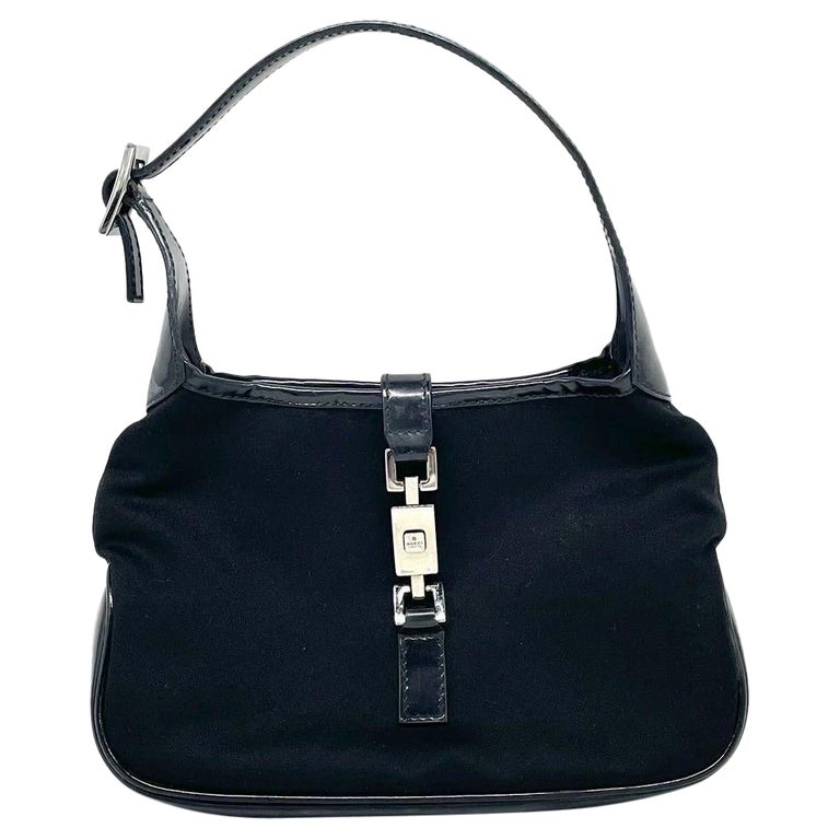 Gucci Jackie Vintage Mini Black Cloth and Patent Leather Handbag