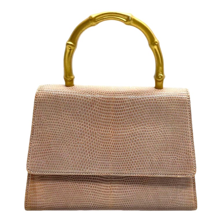 Gucci Jackie Vintage Lilac Purple Lizard Skin Top Handle Evening Bag