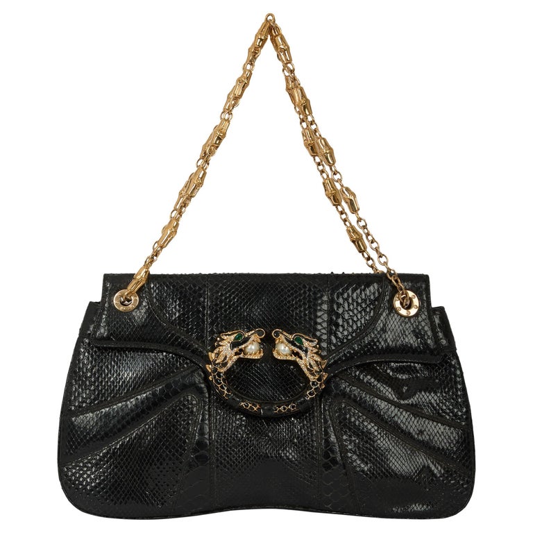 Vintage Gucci F/W 2004 Black Iridescent Python Clutch