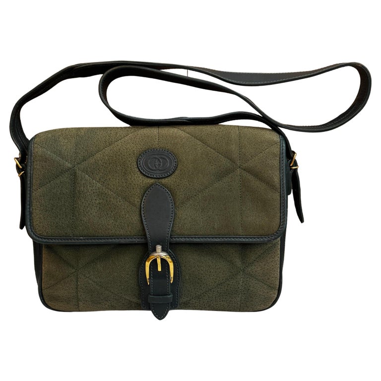1980s Vintage GUCCI Nubuck Camera Bag Green Unisex