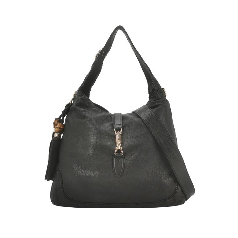 Gucci Jackie Soft Large Black Leather Shoulder Bag With Strap