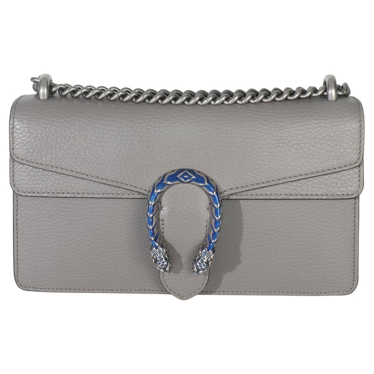 Gucci Dusty Grey Pebbled Calfskin Small Dionysus Shoulder Bag
