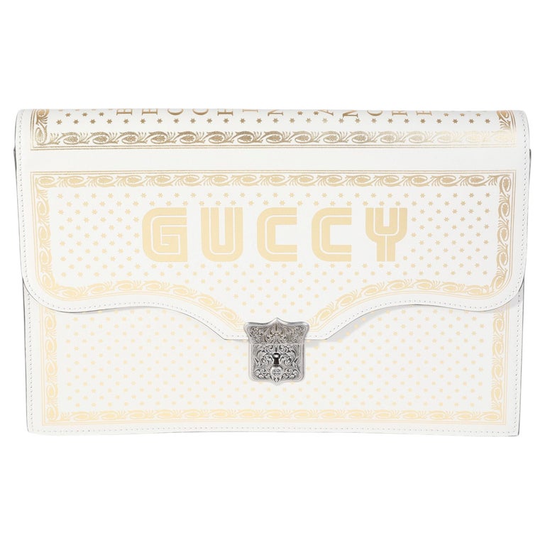 Gucci x Sega Mystic White Star Printed Calfskin GUCCY Portfolio Clutch