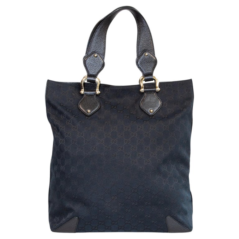 2000s Gucci Black GG Web Canvas Tote Bag / Shopper