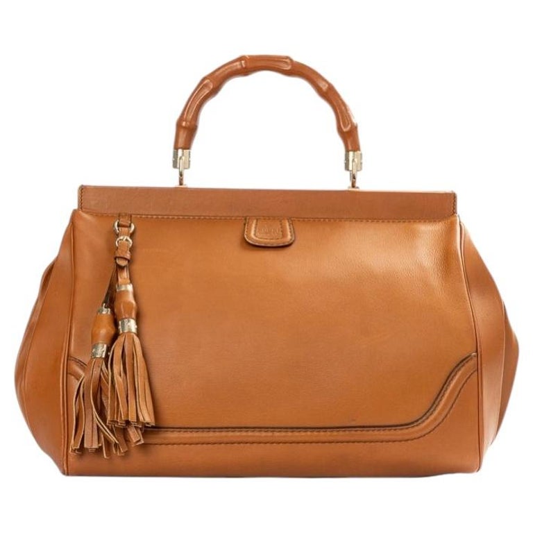 Gucci Contemporary Unisex Medium Calfskin Bold Bamboo Top Handle Bag