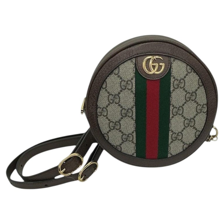Gucci Mini Ophidia Round Backpack in Beige GG Supreme Calfskin