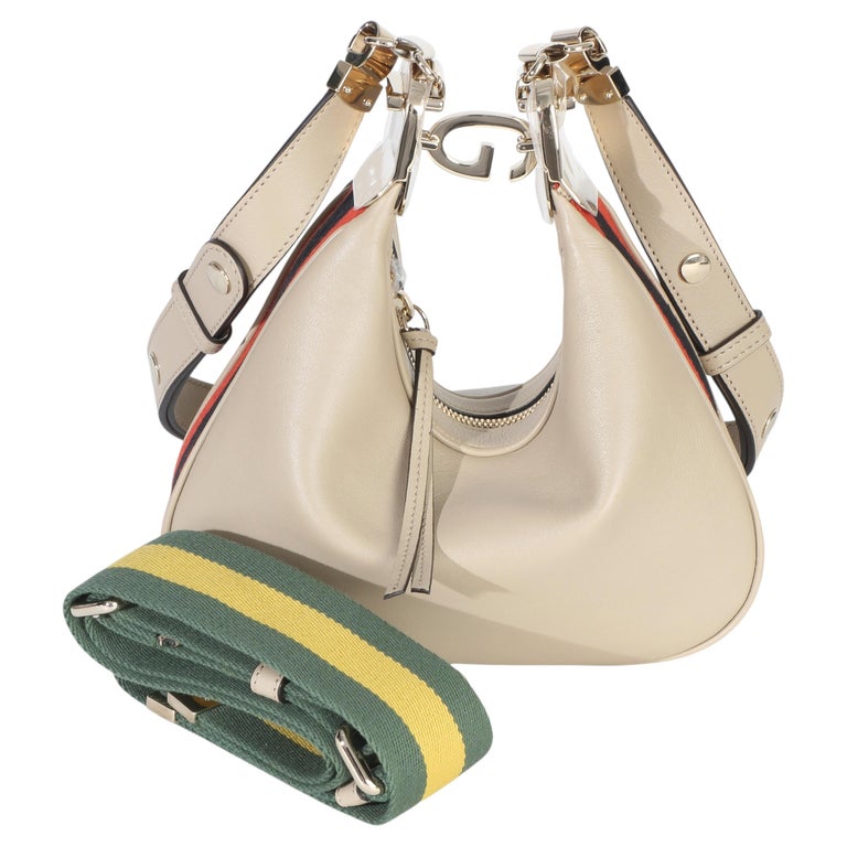 Gucci Beige Smooth Calfskin Web Small Attache Shoulder Bag