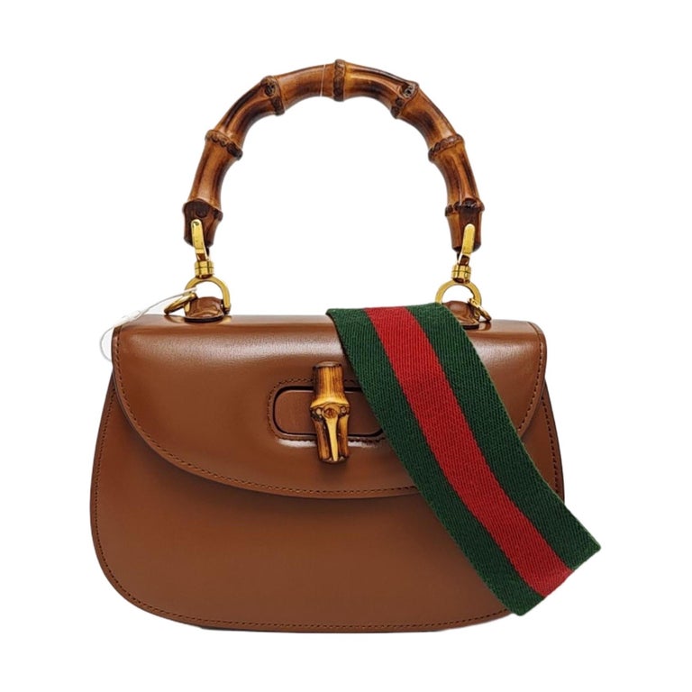 Gucci Bamboo 1947 Small Brown Top Handle Bag Leather with Strap