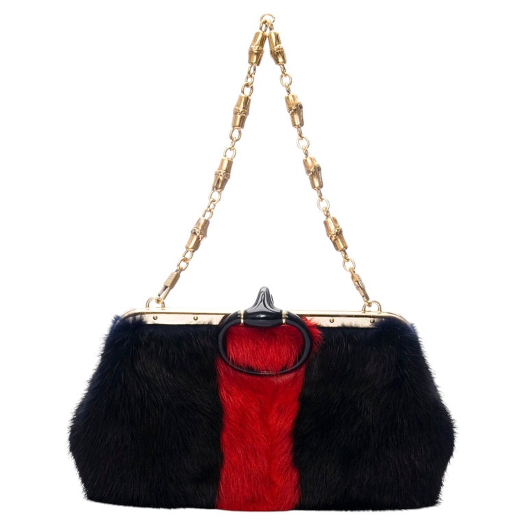 New Tom Ford for Gucci Mink Bamboo Clutch Chain Evening Bag